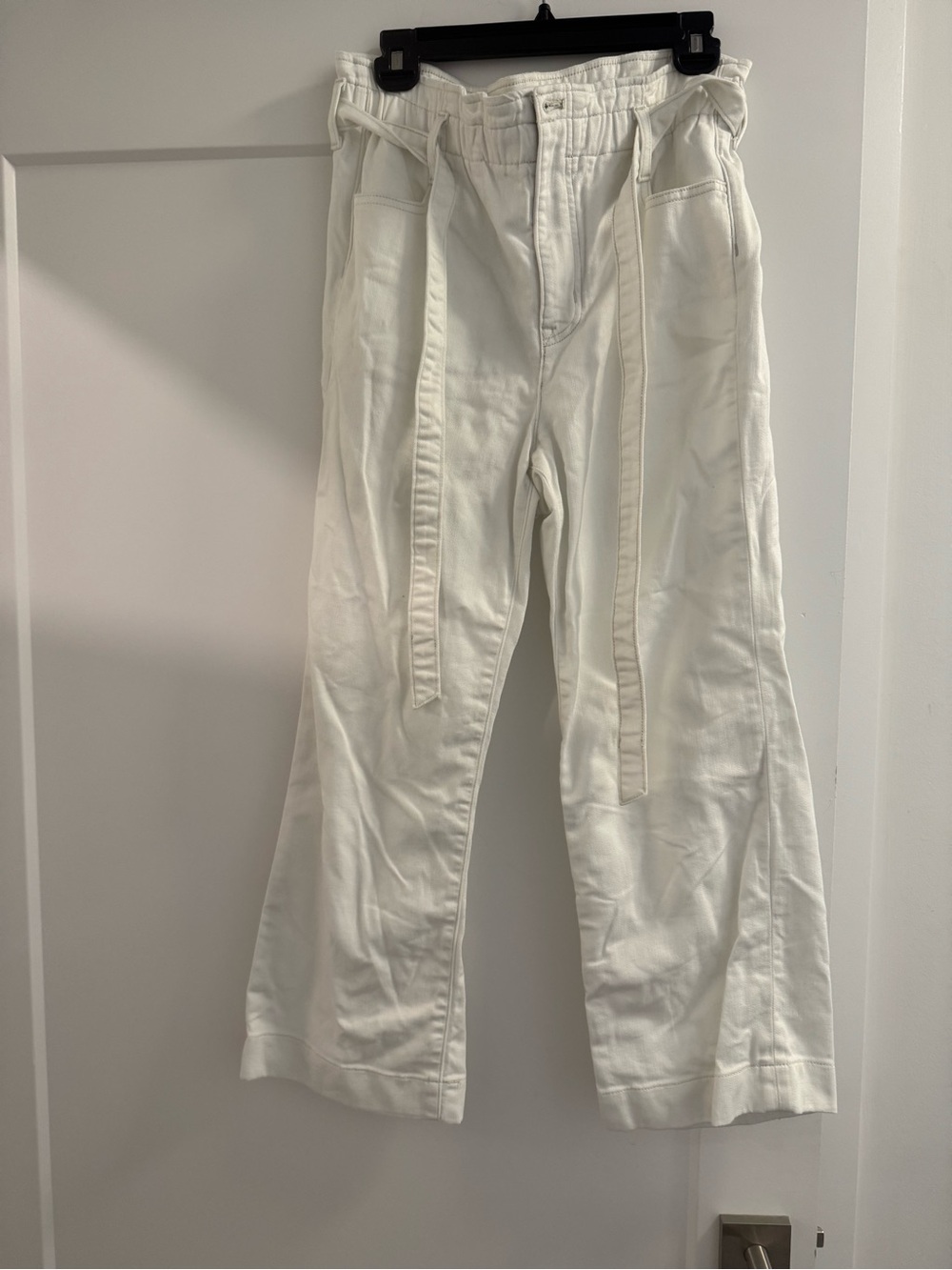 JCREW White Paperbag Waist Wide-Leg Pants